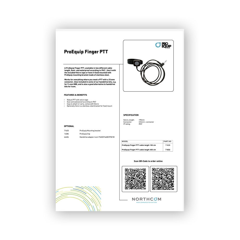 ProEquip Finger PTT Produktblad