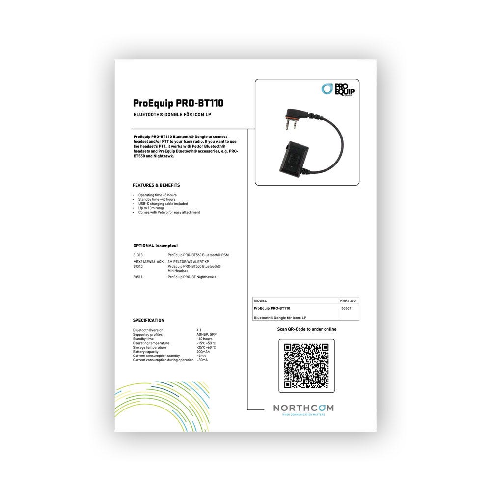 ProEquip PRO-BT110 Produktblad