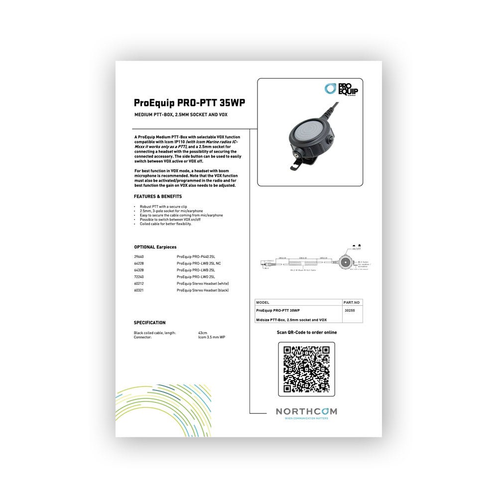 ProEquip PRO-PTT 35WP med VOX Produktblad