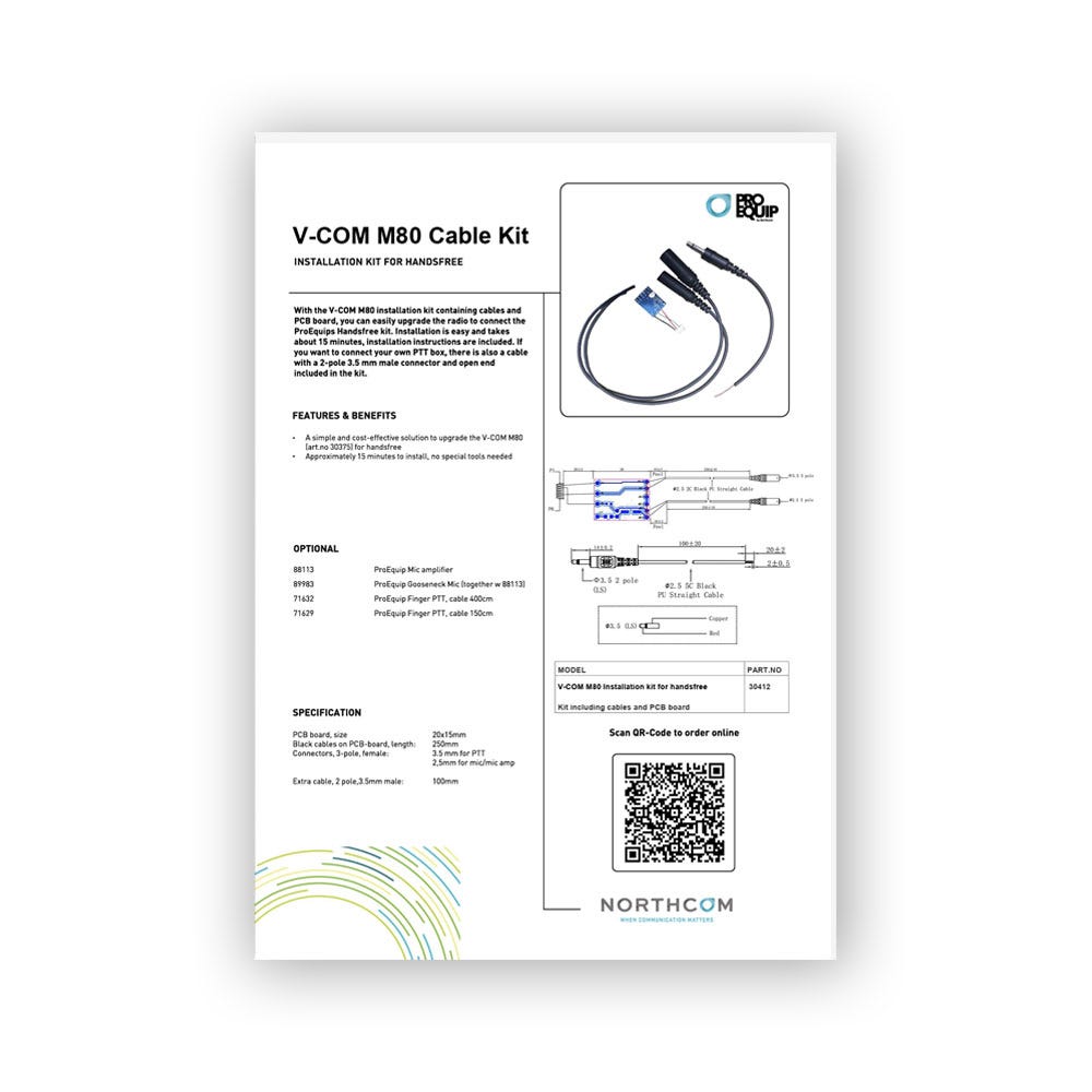 ProEquip V-COM M80 Installation cable Produktblad