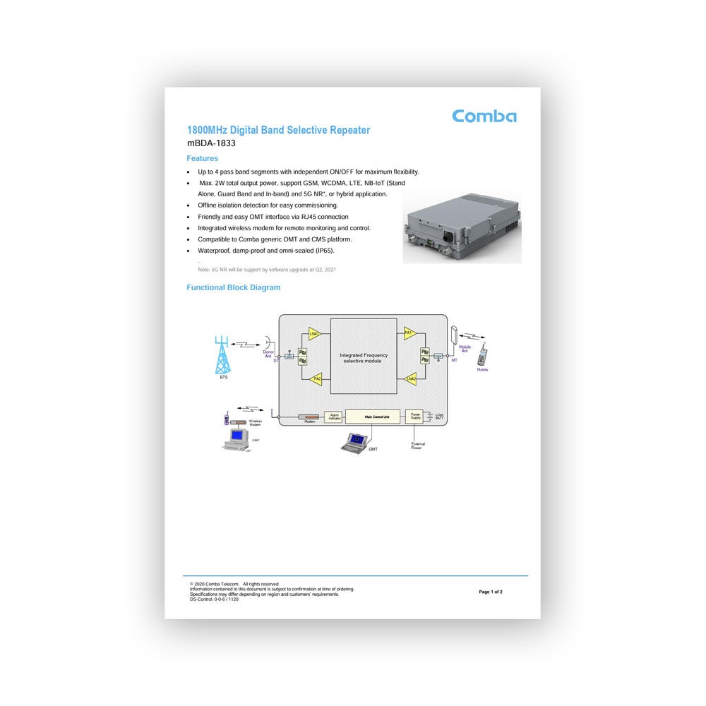 Comba Repeater mBDA-1833 Produktblad