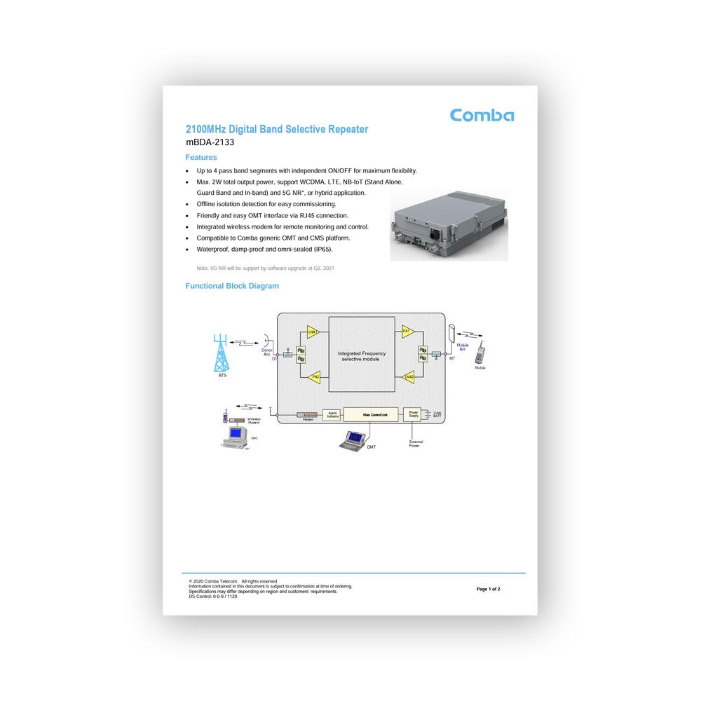 Comba Repeater mBDA-2133 Produktblad