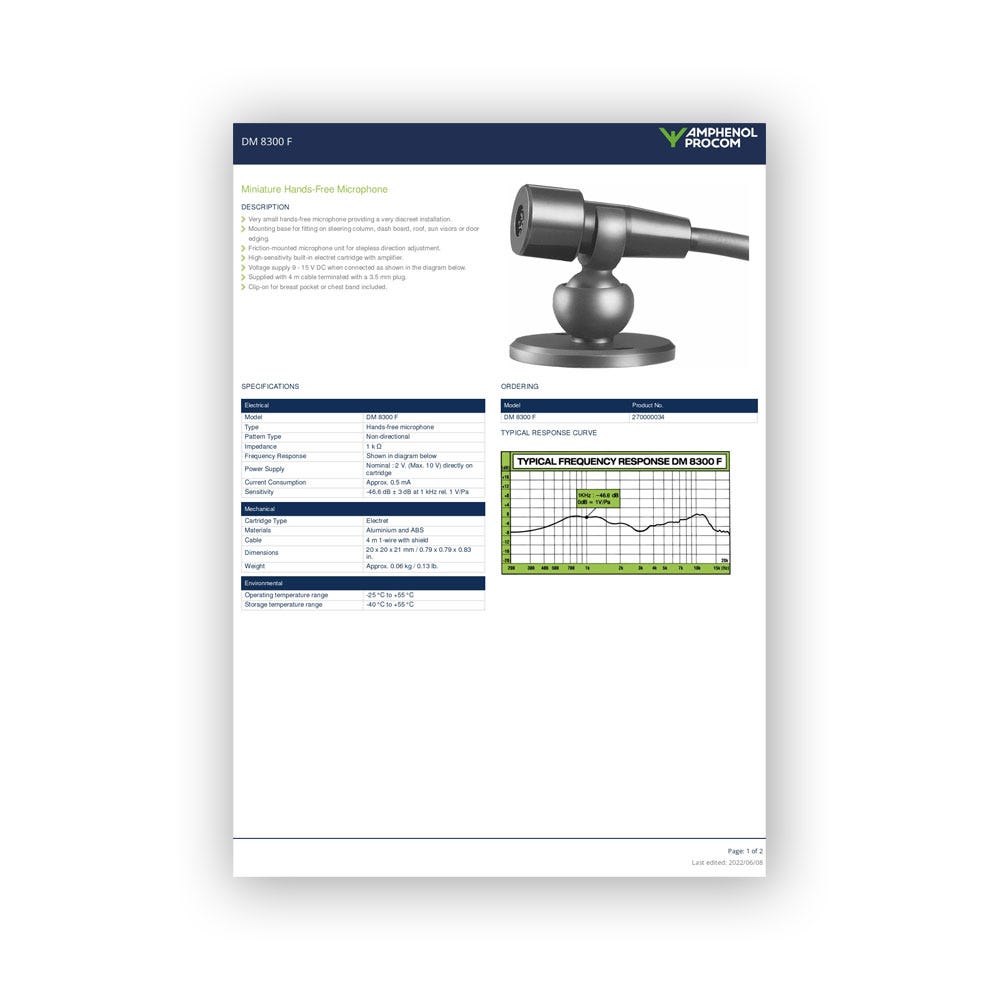 Amphenol Procom DM 8300F Produktblad