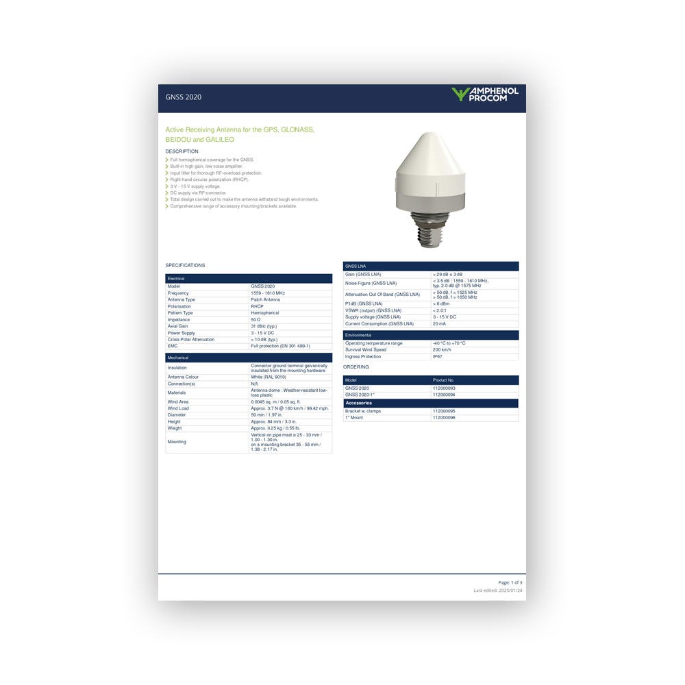 Amphenol Procom GNS 2020 Produktblad